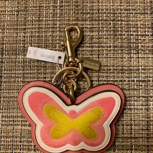 Coach Pink and Yellow Butterfly Keychain